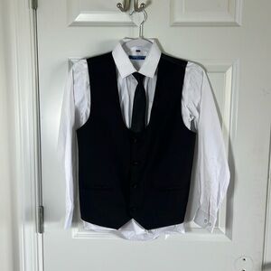 NWOT Boys Size 12 Perry Ellis 3 Piece Tuxedo Button Down Shirt with tie and vest